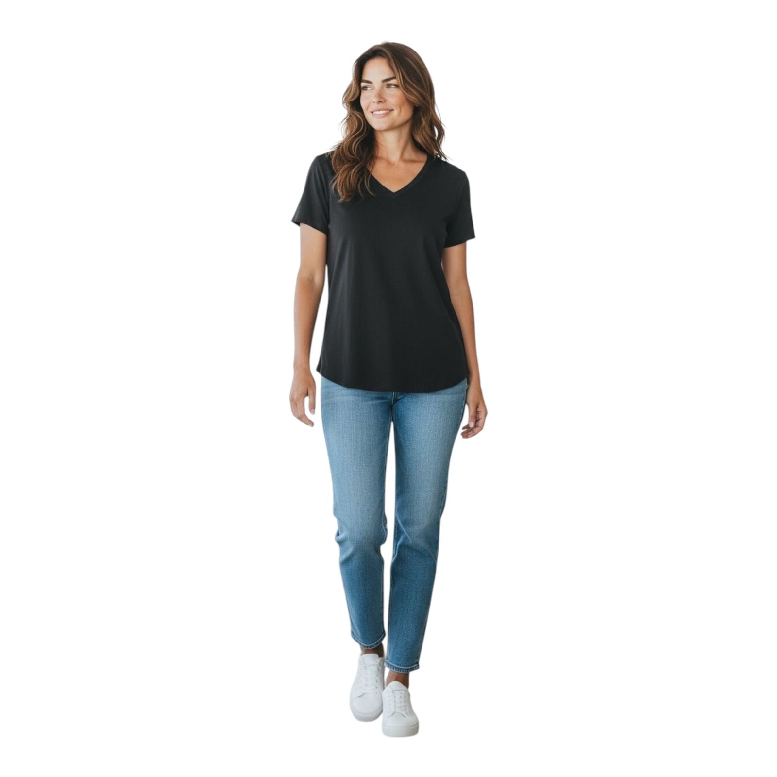 Camiseta cuello V negro