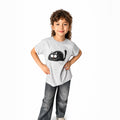 The Beauty Closet light grey cotton t-shirt with a funny black cat graphic. Relaxed fit, short sleeves.