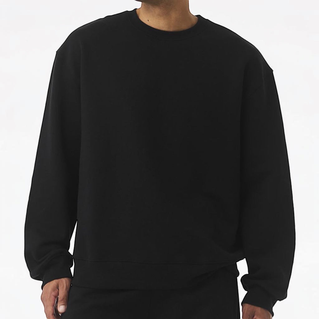 The Beauty Closet black crewneck sweatshirt with long sleeves and a relaxed fit.