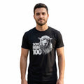 The Beauty Closet black crewneck t-shirt featuring a sheep graphic and the text Soy La Numero 100 on a male model.