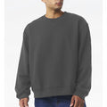 The Beauty Closet charcoal grey crewneck sweatshirt on a man. Relaxed fit, comfortable cotton blend.