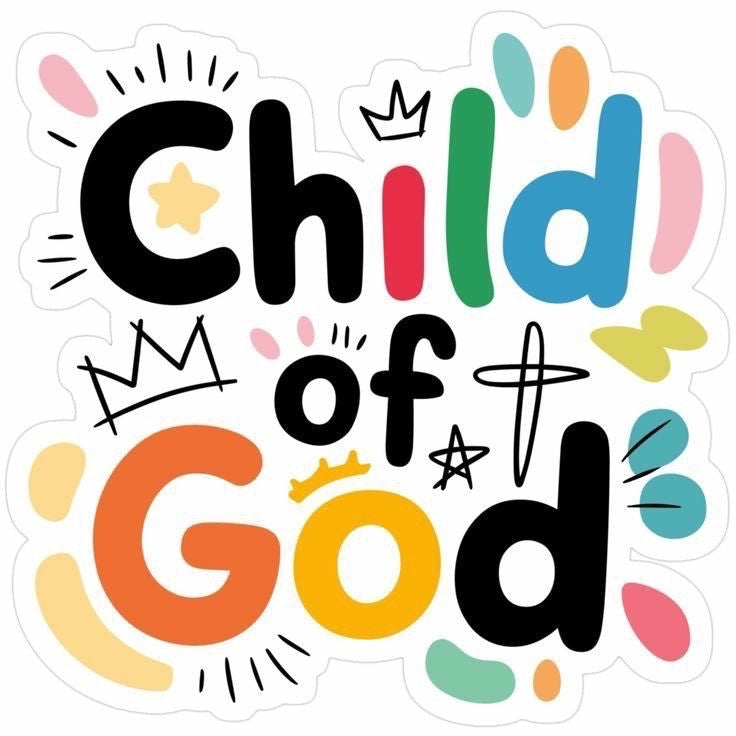 The Beauty Closet sticker featuring colorful Child of God typography with crown and cross illustrations.