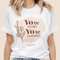The Beauty Closet cream cotton t-shirt featuring a brown botanical graphic and Spanish inspirational text.