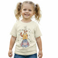 The Beauty Closet cream t-shirt for girls featuring a cute Winnie the Pooh and friends character stack print