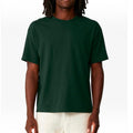 The Beauty Closet dark green short sleeve crewneck t-shirt worn by a man with dreadlocks against a white background.
