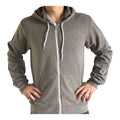 The Beauty Closet heathered grey zip-up hoodie with drawstring hood and kangaroo pocket.