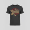 The Beauty Closet charcoal grey Harley-Davidson graphic t-shirt with distressed vintage red and beige logo print