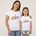 The Beauty Closet matching white t-shirts for mother and daughter featuring The Little Prince and fox graphic print.