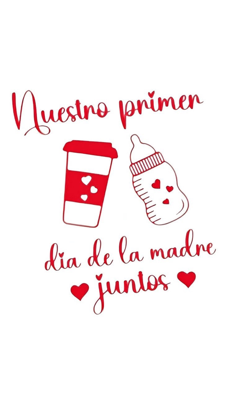 The Beauty Closet red graphic print for mother's day sweatshirt featuring a coffee cup and baby bottle design