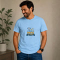 Man wearing a light blue The Beauty Closet t-shirt with El Mejor Papa Del Mundo trophy graphic for Father's Day.