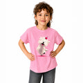 The Beauty Closet pink cotton t-shirt with a graphic of a fluffy white dog with a cherry on its head.